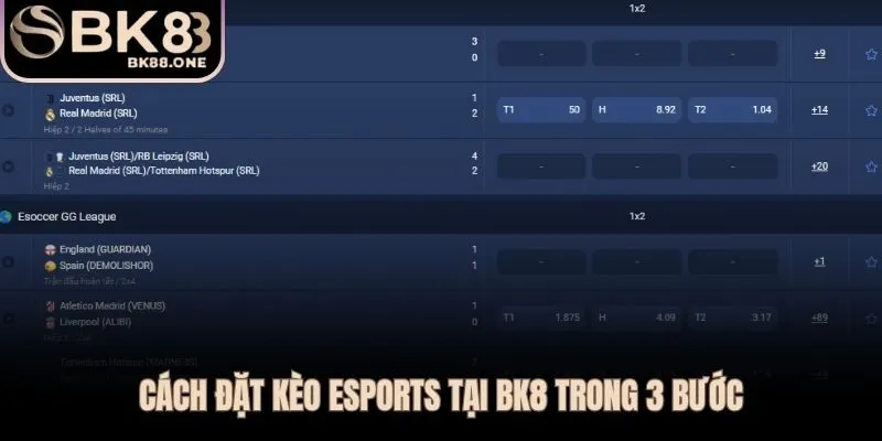 3 bước đặt kèo esports tại BK8 từ chọn trận đến xác nhận cược